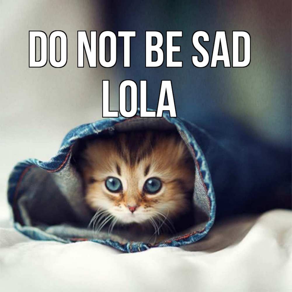 Greetings card с именем, Lola Do not be sad рыжик котик Greetings with text for free download 