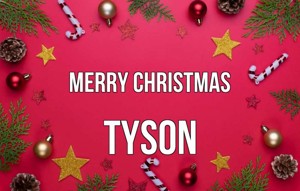 Greetings card с именем, Tyson Merry Christmas с рождеством Greetings with text for free download 
