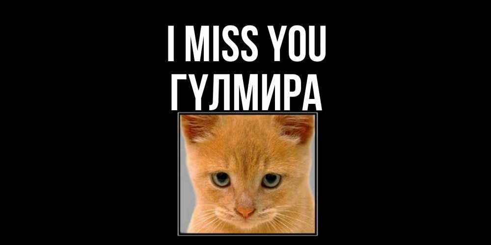 Greetings card с именем, ГҮЛМИРА I miss you открытки рыжий котенок скучает по тебе Greetings with text for free download 