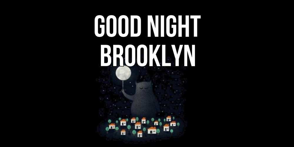 Greetings card с именем, Brooklyn Good night кот,луна, ночь, звезды Greetings with text for free download 