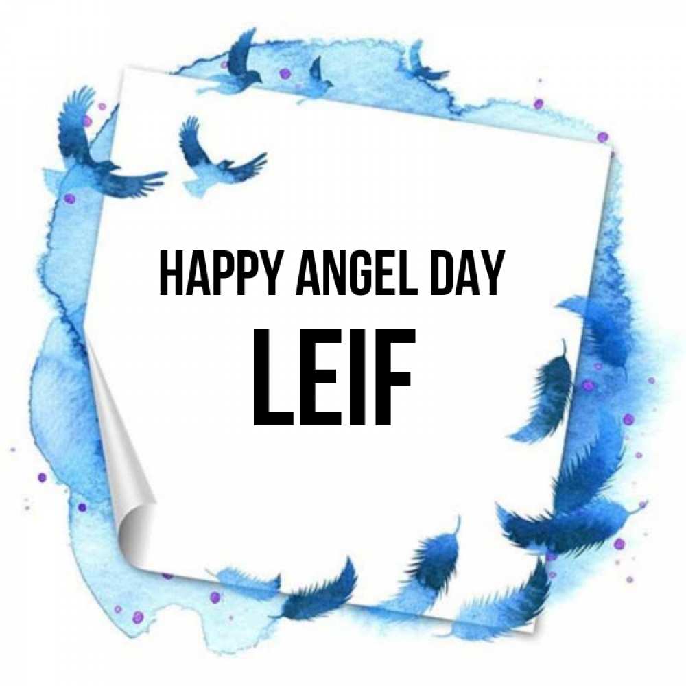Greetings card с именем, Leif happy angel day красивые птицы летят Greetings with text for free download 