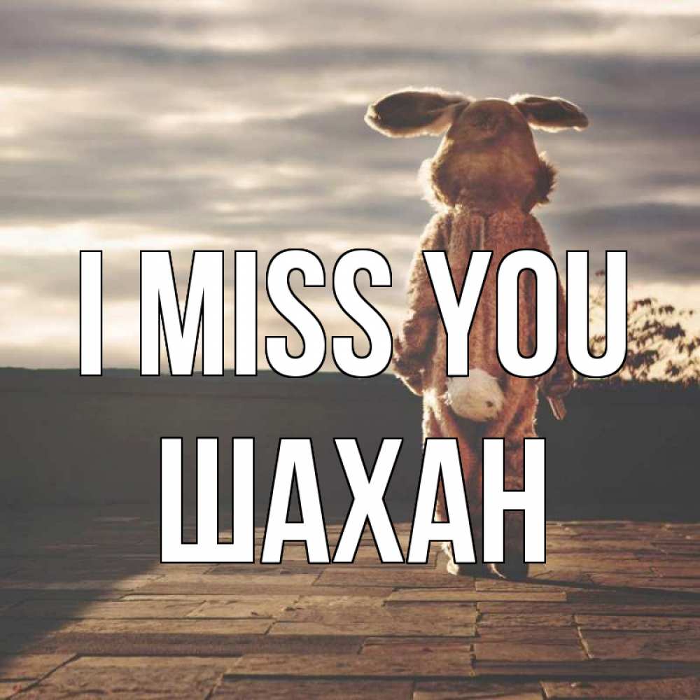 Greetings card с именем, ШАХАН I miss you даже в костюме зайца Greetings with text for free download 