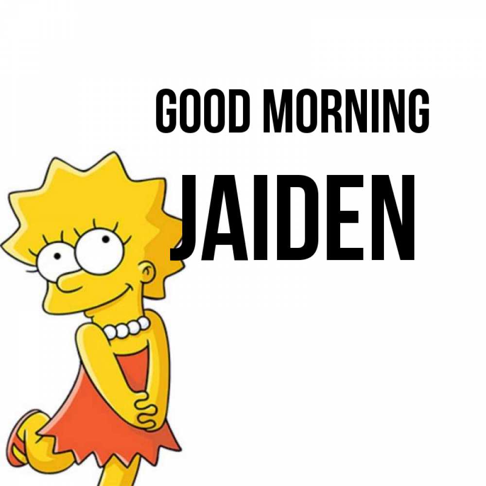 Greetings card с именем, Jaiden Good morning в платье и ожерелье Greetings with text for free download 