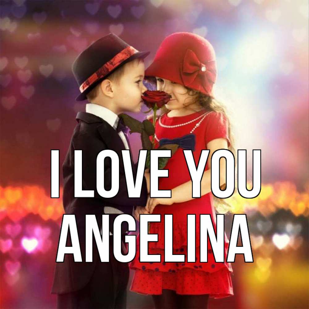 Greetings card с именем, Angelina I love you черное и красное и роза Greetings with text for free download 