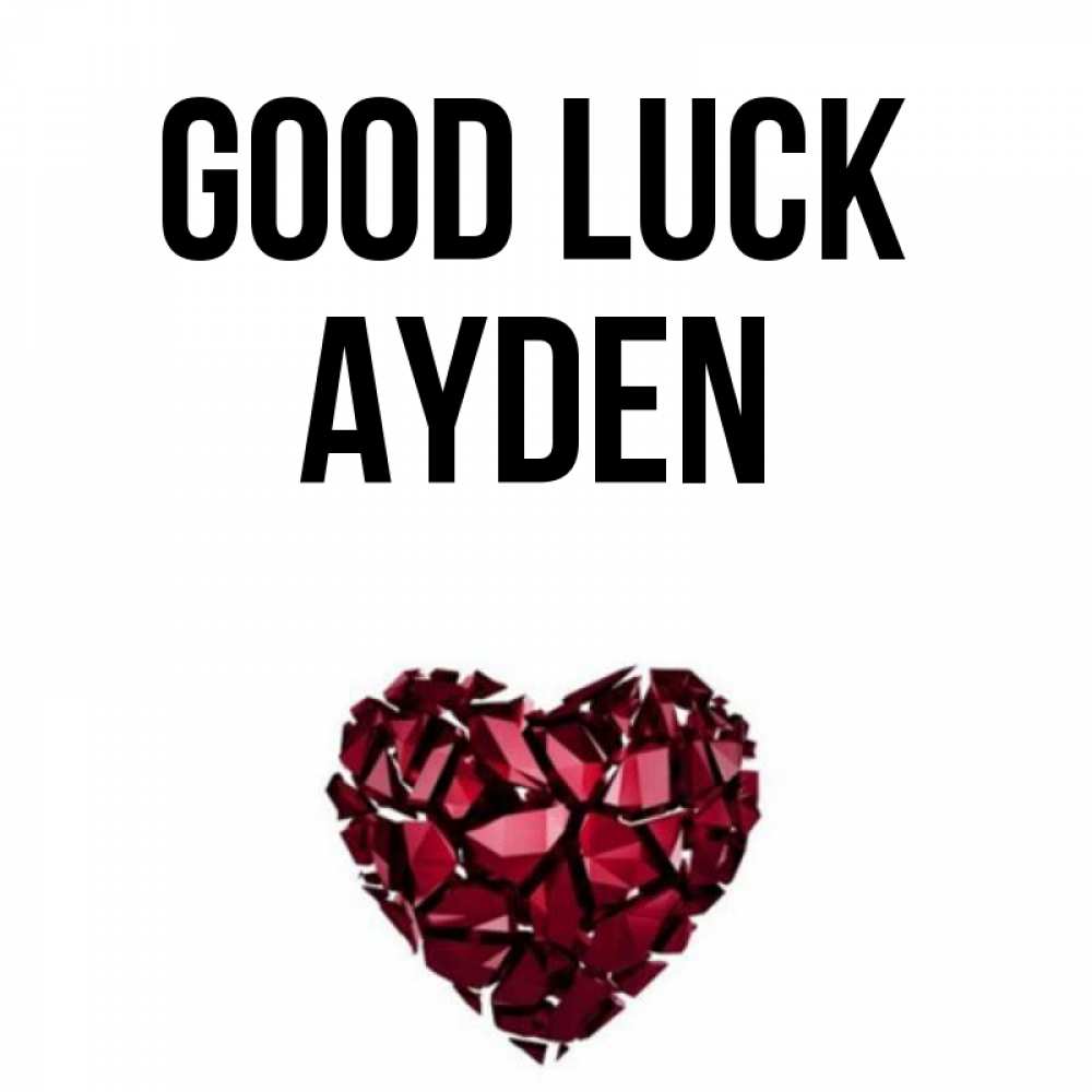 Greetings card с именем, Ayden Good luck бордовое из кристаллов  1 Greetings with text for free download 