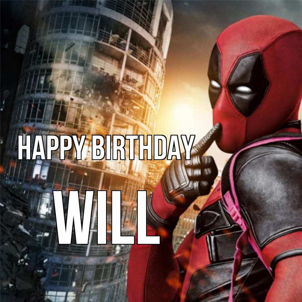 Greetings card с именем, Will Happy Birthday с супергероями Greetings with text for free download 