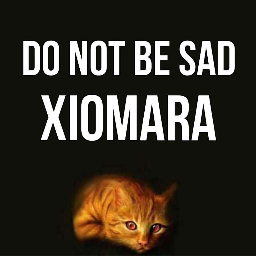 Greetings card с именем, Xiomara Do not be sad лежащий кот в темноте Greetings with text for free download 
