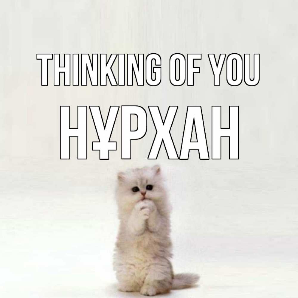 Greetings card с именем, НҰРХАН Thinking of you кот стоит на задних лапах Greetings with text for free download 