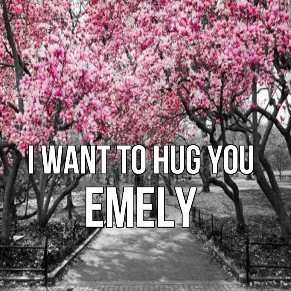 Greetings card с именем, Emely I want to hug you обработанное фото Greetings with text for free download 