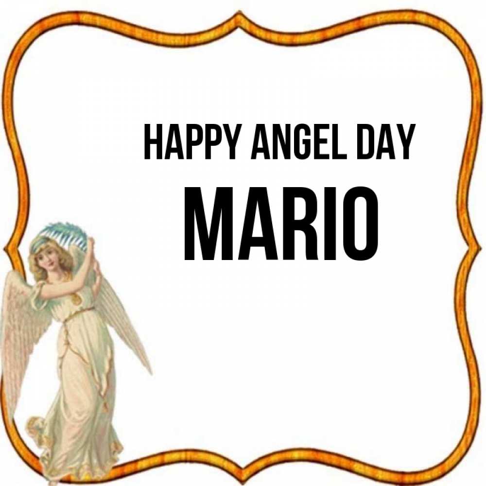 Greetings card с именем, Mario happy angel day рамочка простая Greetings with text for free download 