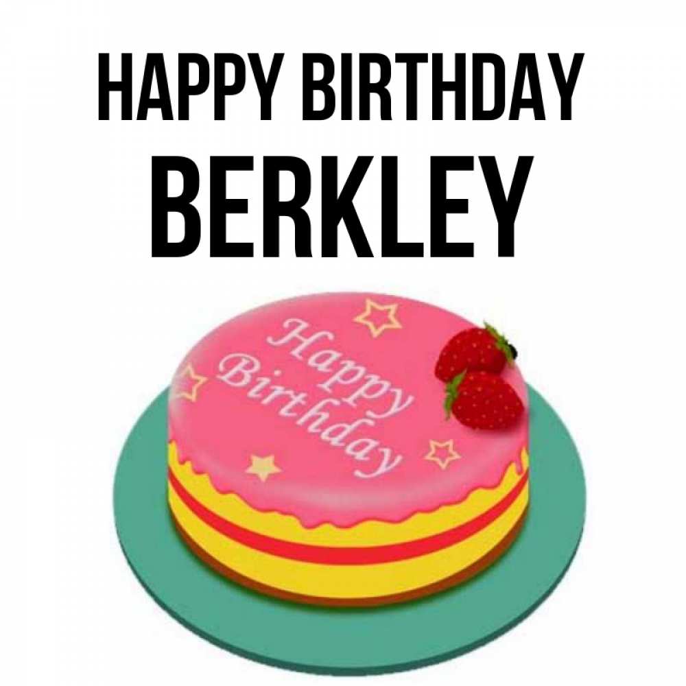 Greetings card с именем, Berkley Happy Birthday торт, клубника, днюха Greetings with text for free download 