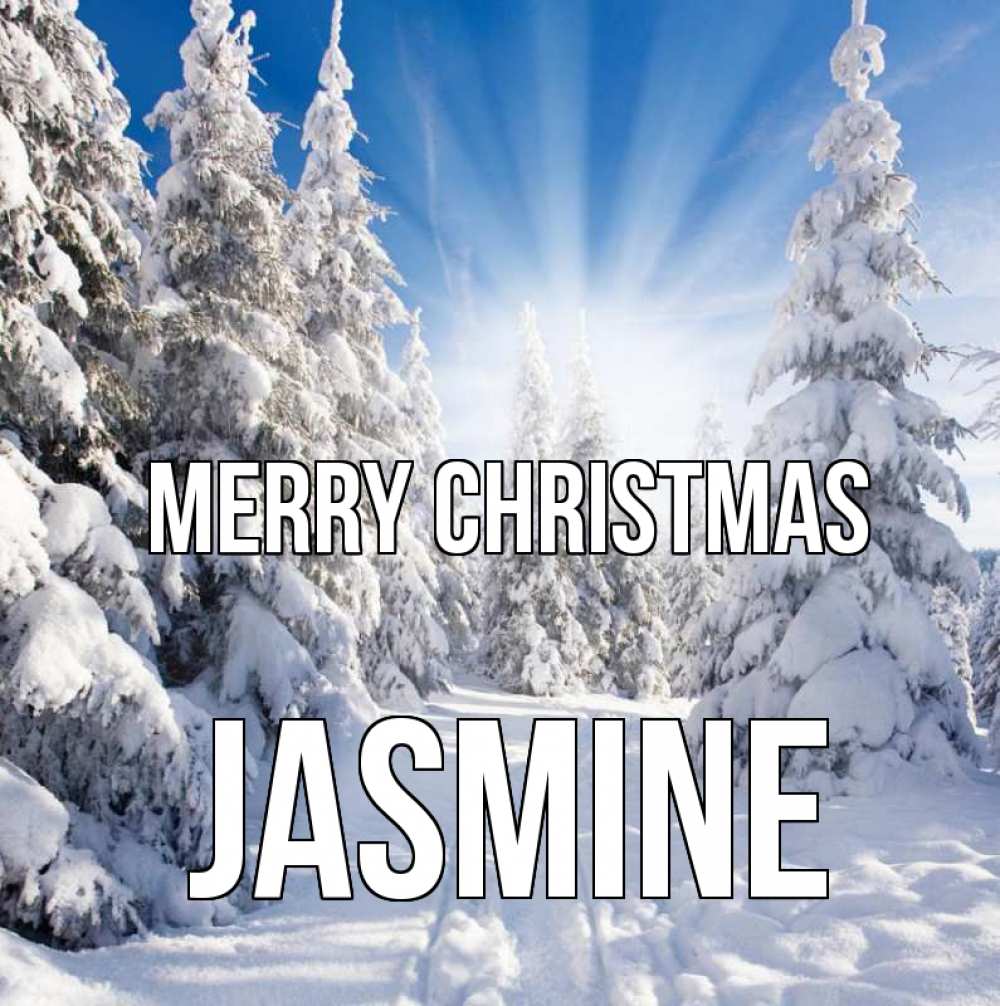 Greetings card с именем, Jasmine Merry Christmas зима, лес Greetings with text for free download 