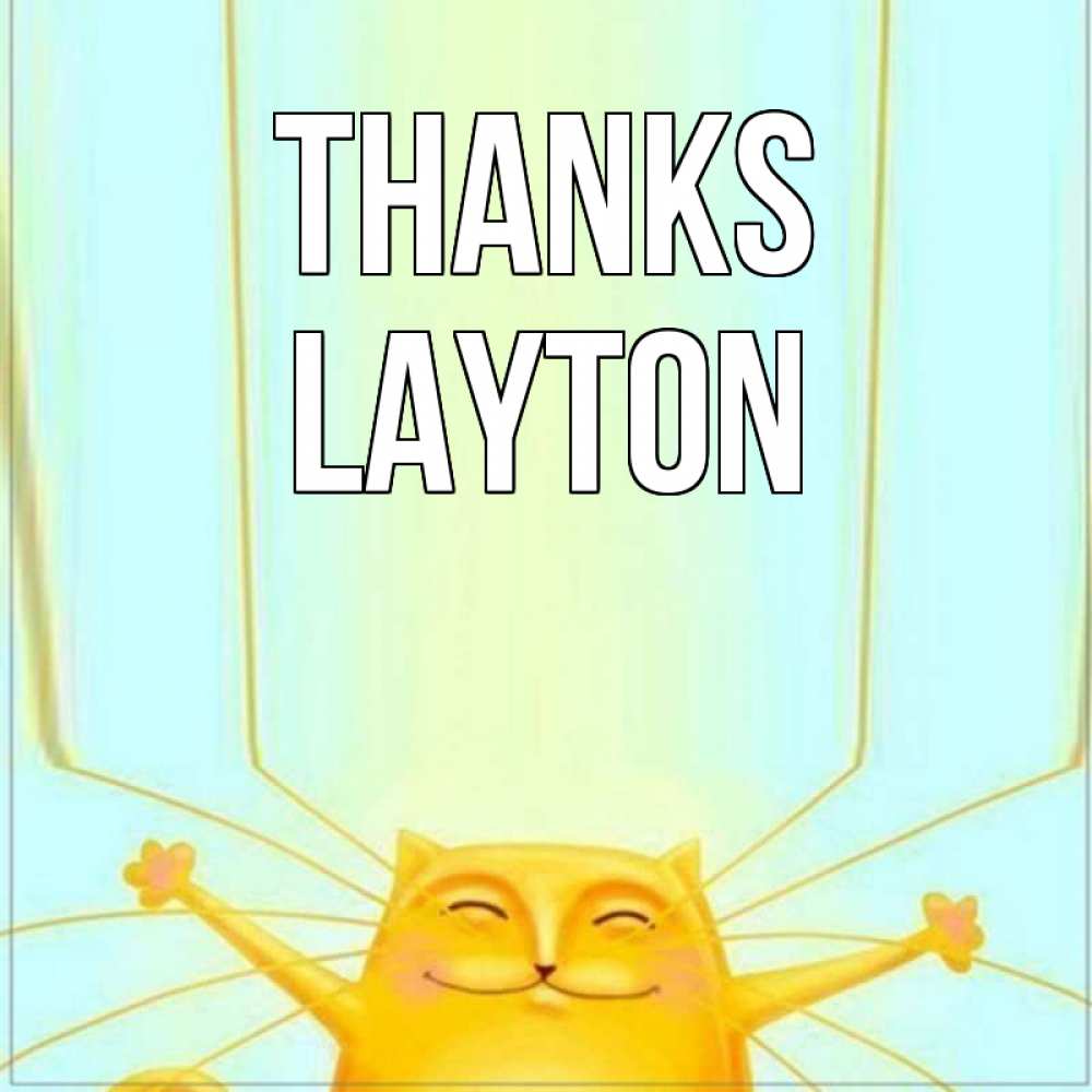 Greetings card с именем, Layton Thanks кот с усами благодарит Greetings with text for free download 