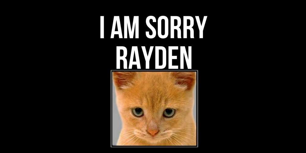 Greetings card с именем, Rayden I am sorry рыжий грустный кот просит прощения Greetings with text for free download 