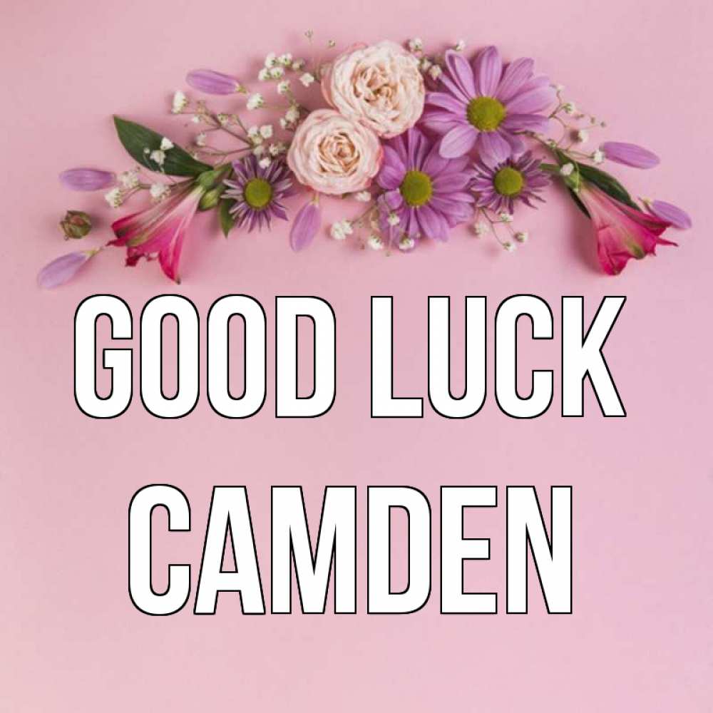 Greetings card с именем, Camden Good luck розовый фон Greetings with text for free download 