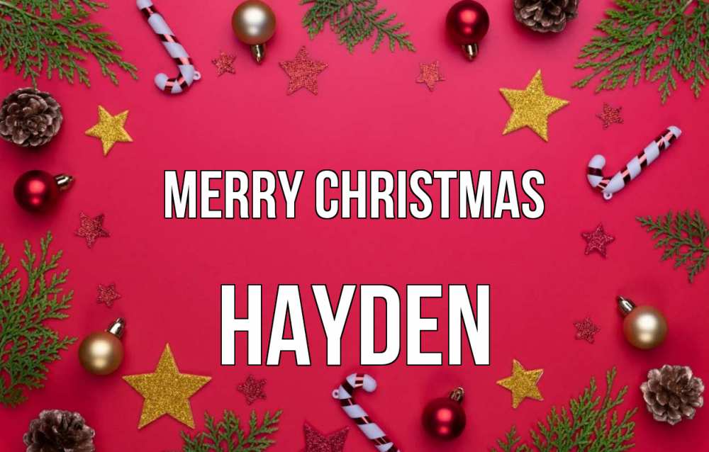 Greetings card с именем, Hayden Merry Christmas с рождеством Greetings with text for free download 