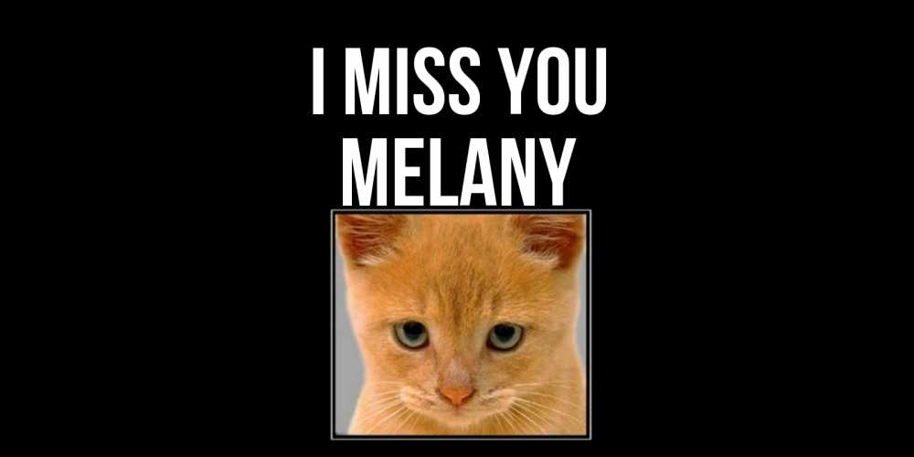 Greetings card с именем, Melany I miss you открытки рыжий котенок скучает по тебе Greetings with text for free download 