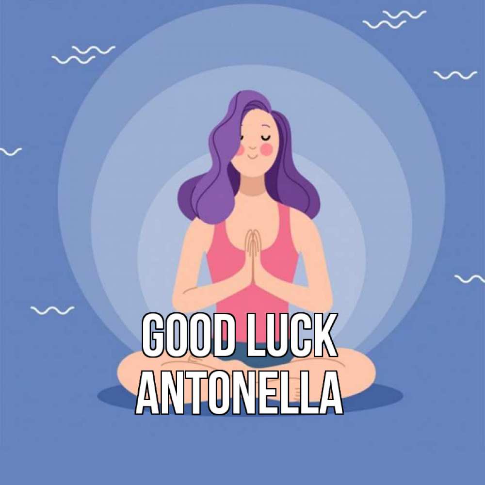 Greetings card с именем, Antonella Good luck девушка с фиолетовыми волосами Greetings with text for free download 