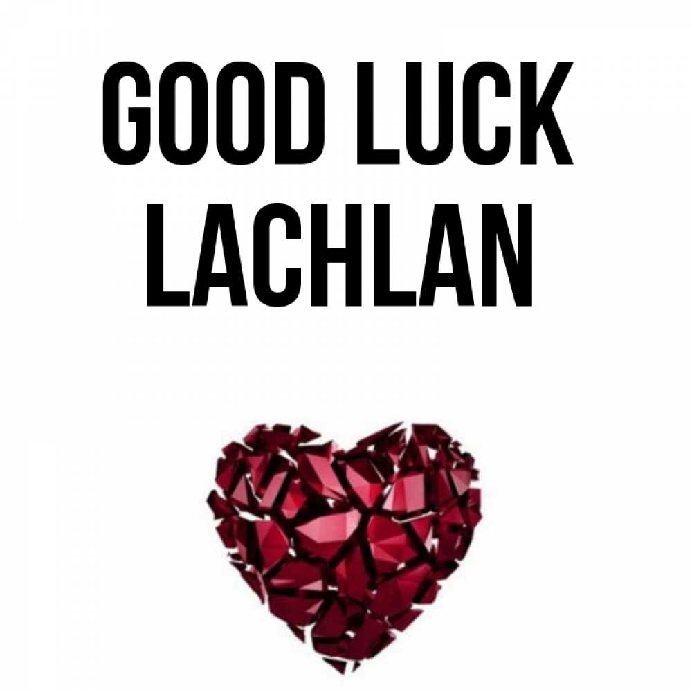 Greetings card с именем, Lachlan Good luck бордовое из кристаллов  1 Greetings with text for free download 