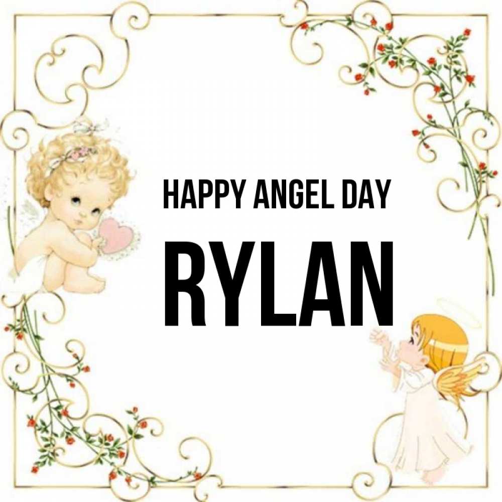 Greetings card с именем, Rylan happy angel day ангелы желают прекрасных именин Greetings with text for free download 