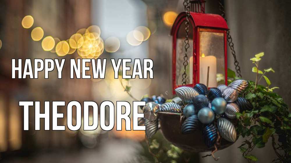 Greetings card с именем, Theodore Happy New Year новый год Greetings with text for free download 