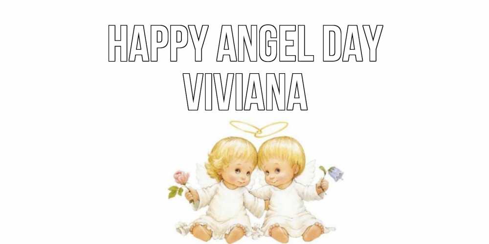 Greetings card с именем, Viviana happy angel day Два ребенка ангела Greetings with text for free download 