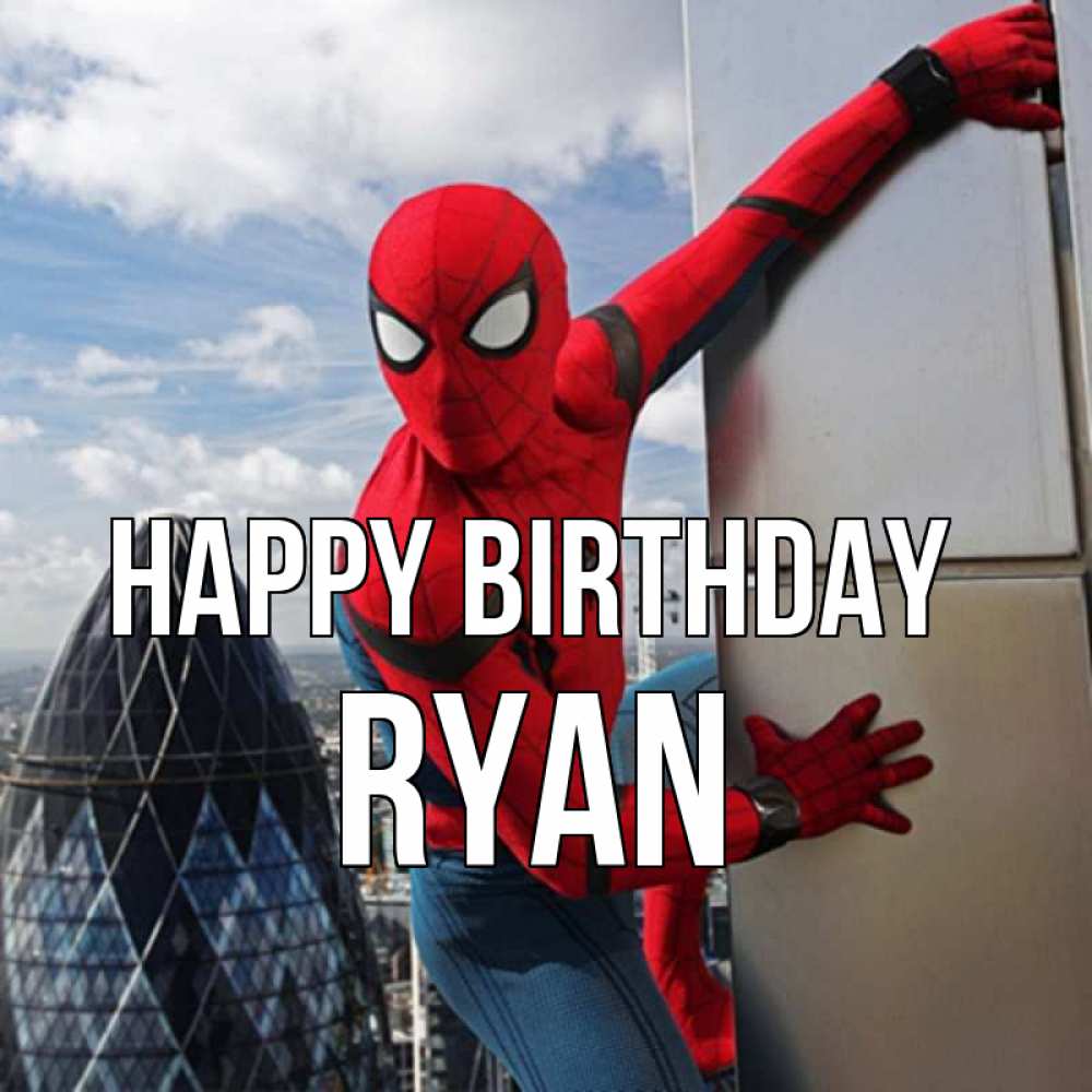 Greetings card с именем, Ryan Happy Birthday Марвел Greetings with text for free download 