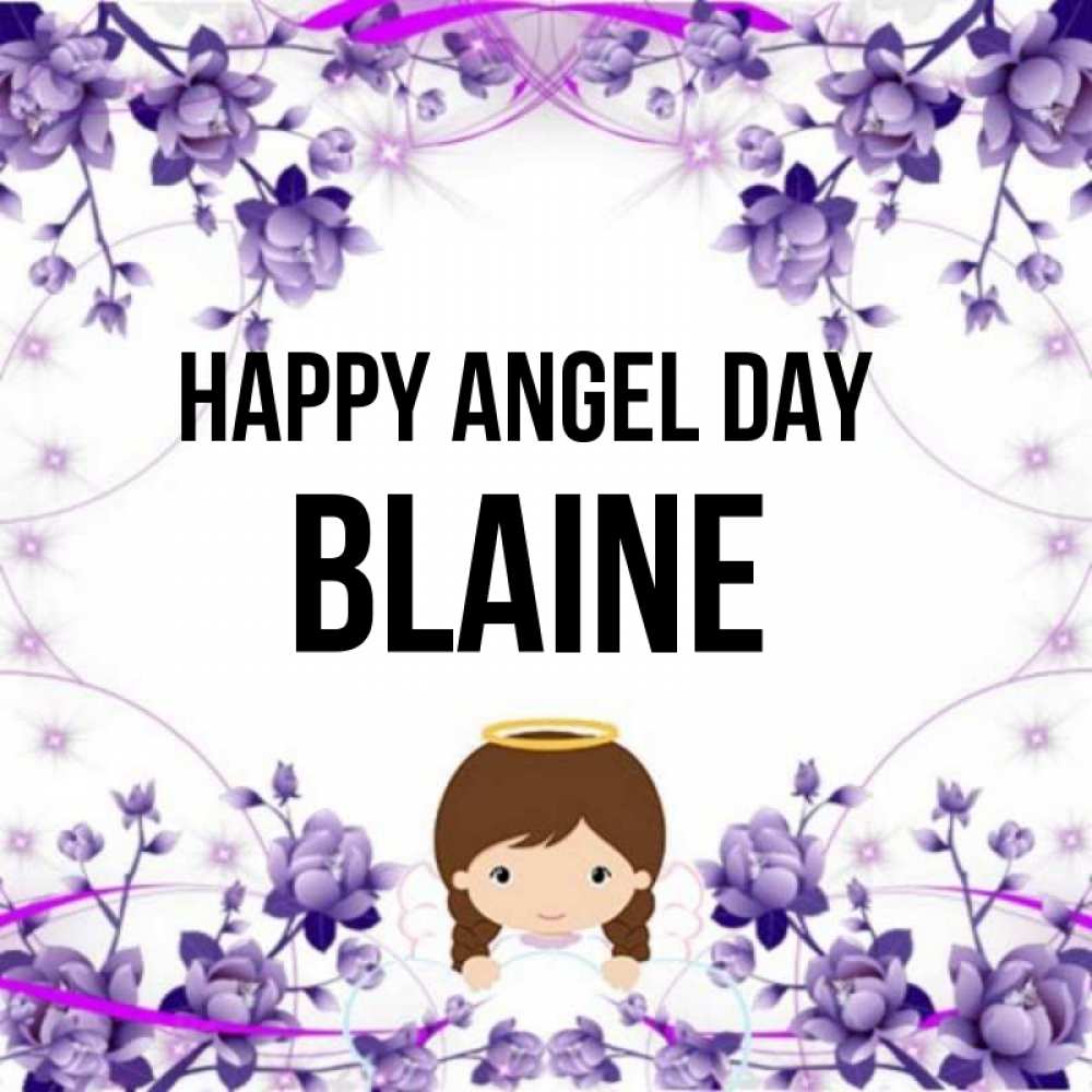 Greetings card с именем, Blaine happy angel day с именинами в рамочке Greetings with text for free download 