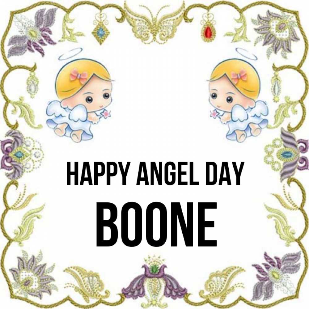 Greetings card с именем, Boone happy angel day маленькие ангелы с крылышками Greetings with text for free download 
