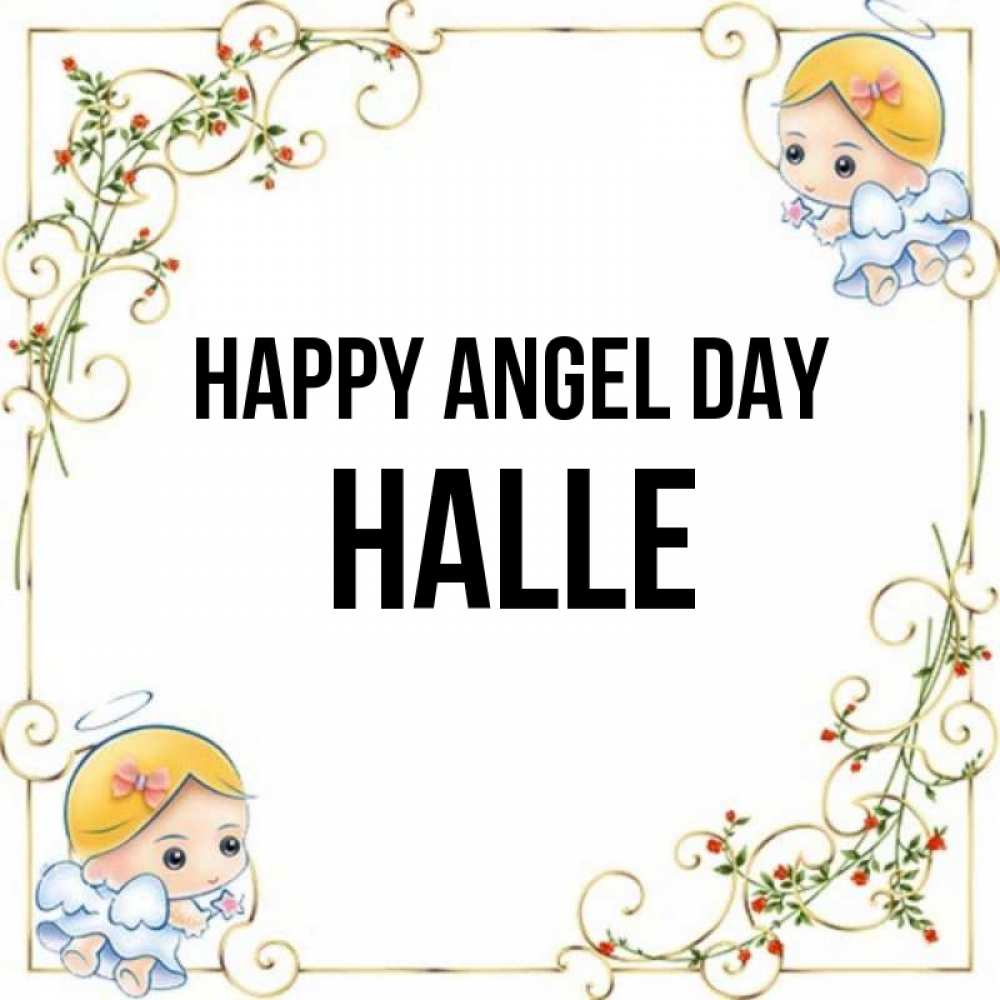 Greetings card с именем, Halle happy angel day девочки ангелы Greetings with text for free download 