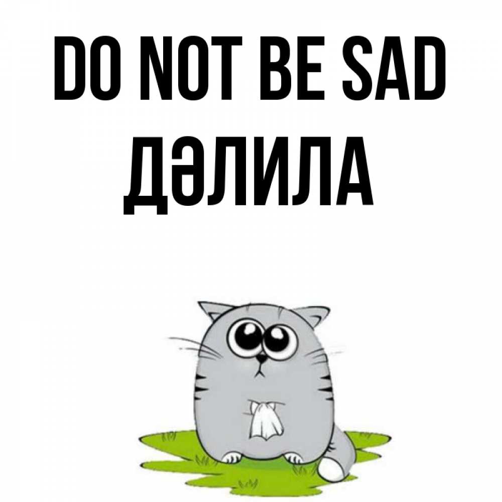Greetings card с именем, ДӘЛИЛА Do not be sad грустный котяра Greetings with text for free download 