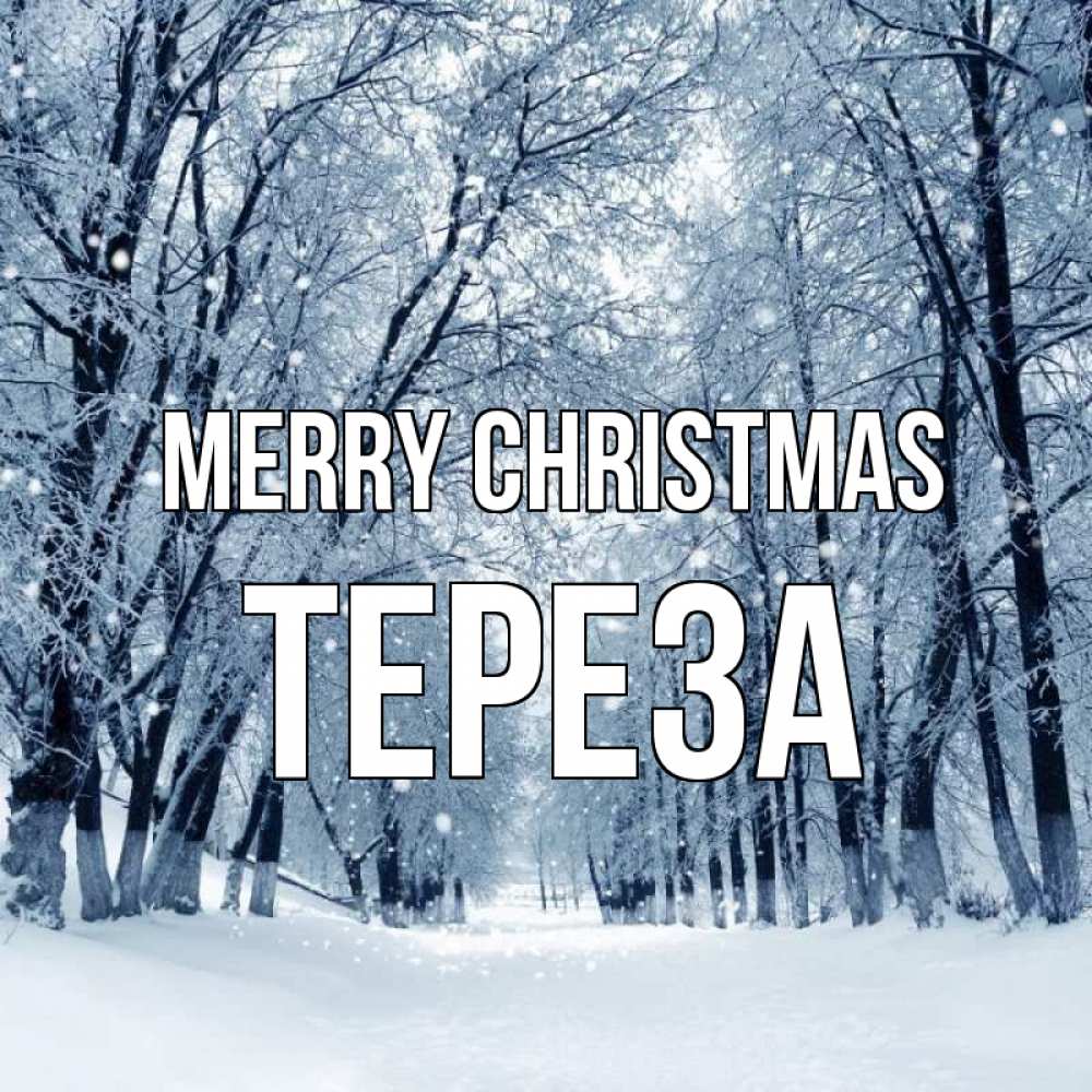 Greetings card с именем, Тереза Merry Christmas снег, лес, парк Greetings with text for free download 