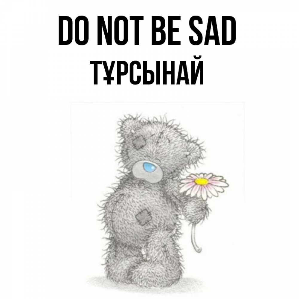 Greetings card с именем, ТҰРСЫНАЙ Do not be sad Плюшевый медвежонок с заплатками Greetings with text for free download 