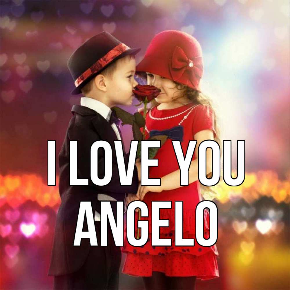 Greetings card с именем, Angelo I love you черное и красное и роза Greetings with text for free download 