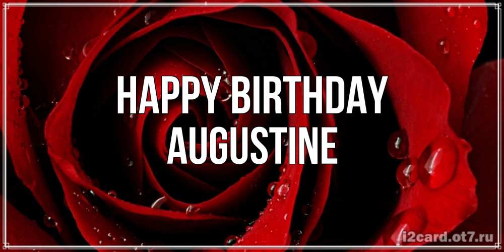 Greetings card с именем, Augustine Happy Birthday крупная бордовая роза Greetings with text for free download 