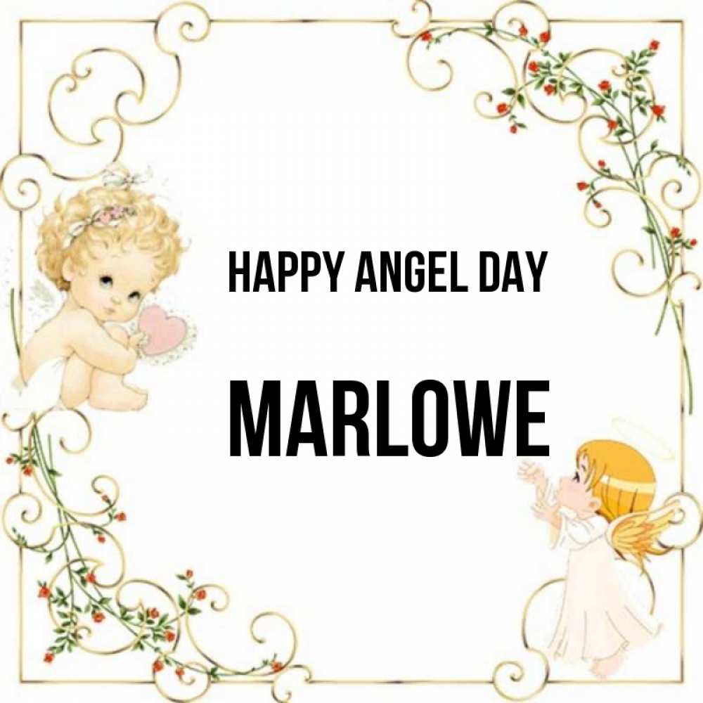 Greetings card с именем, Marlowe happy angel day ангелы желают прекрасных именин Greetings with text for free download 