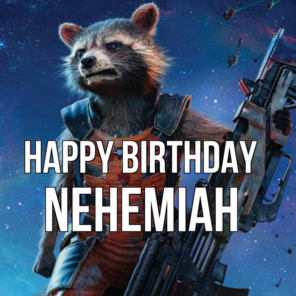 Greetings card с именем, Nehemiah Happy Birthday реактивный Рокета Greetings with text for free download 