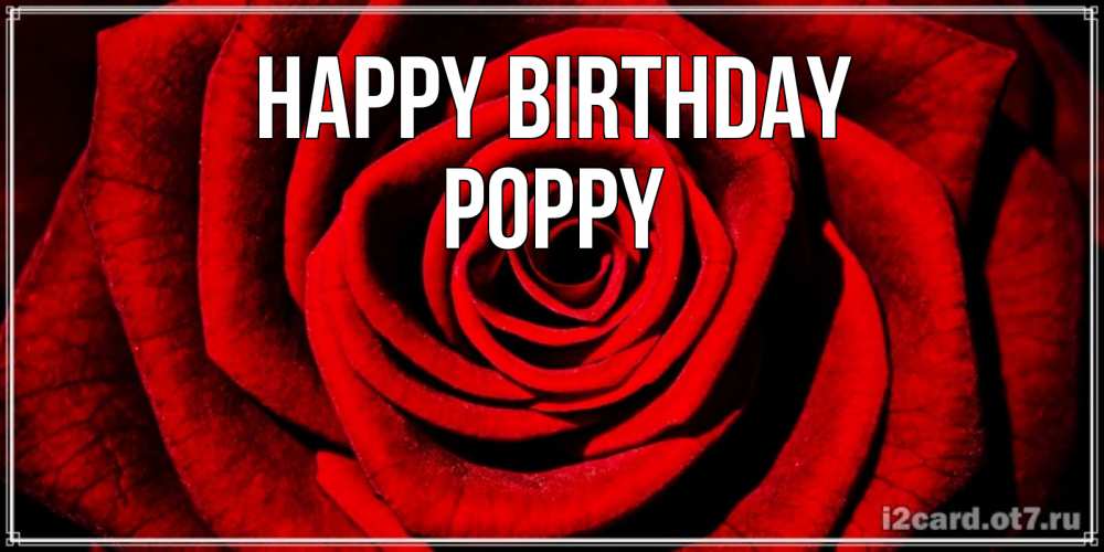 Greetings card с именем, Poppy Happy Birthday алая роза Greetings with text for free download 