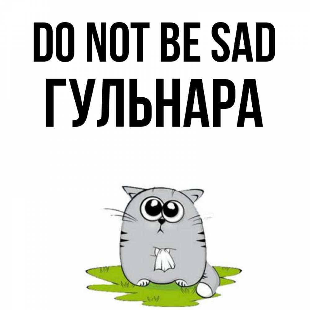 Greetings card с именем, Гульнара Do not be sad грустный котяра Greetings with text for free download 