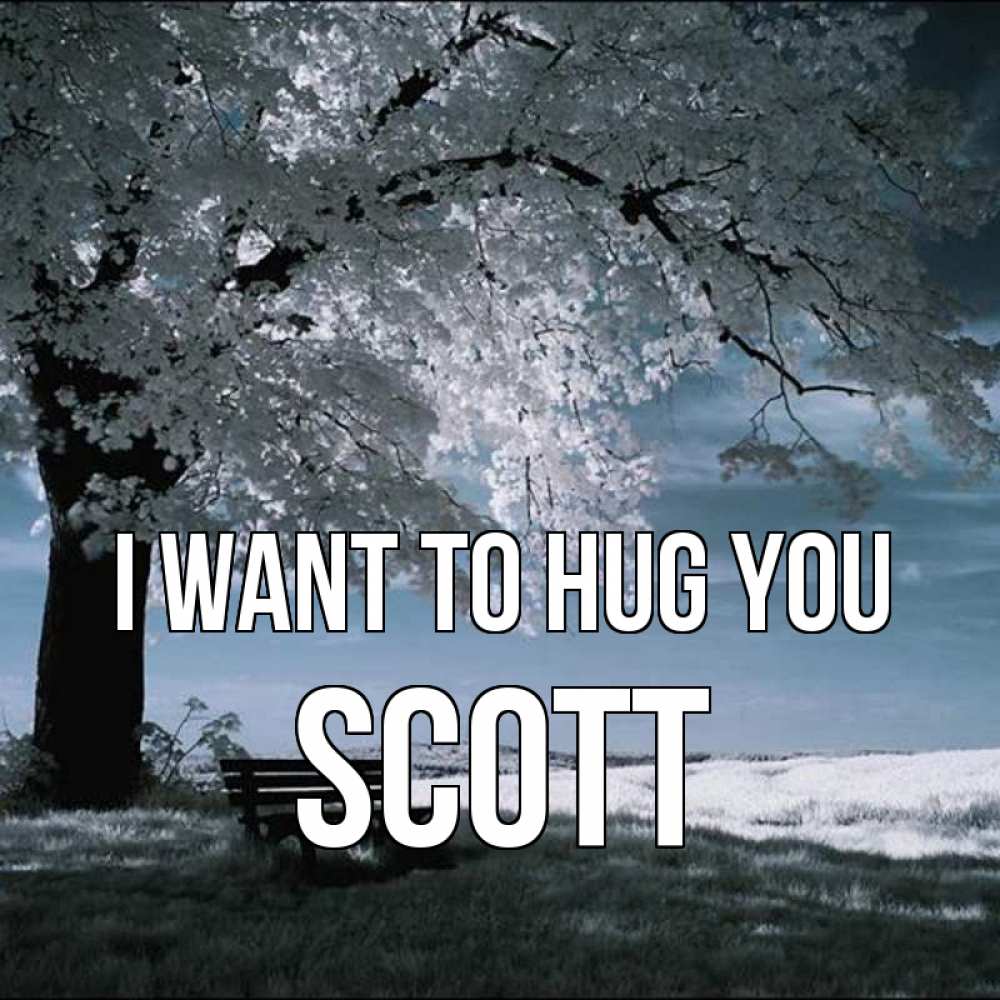 Greetings card с именем, Scott I want to hug you дерево Greetings with text for free download 