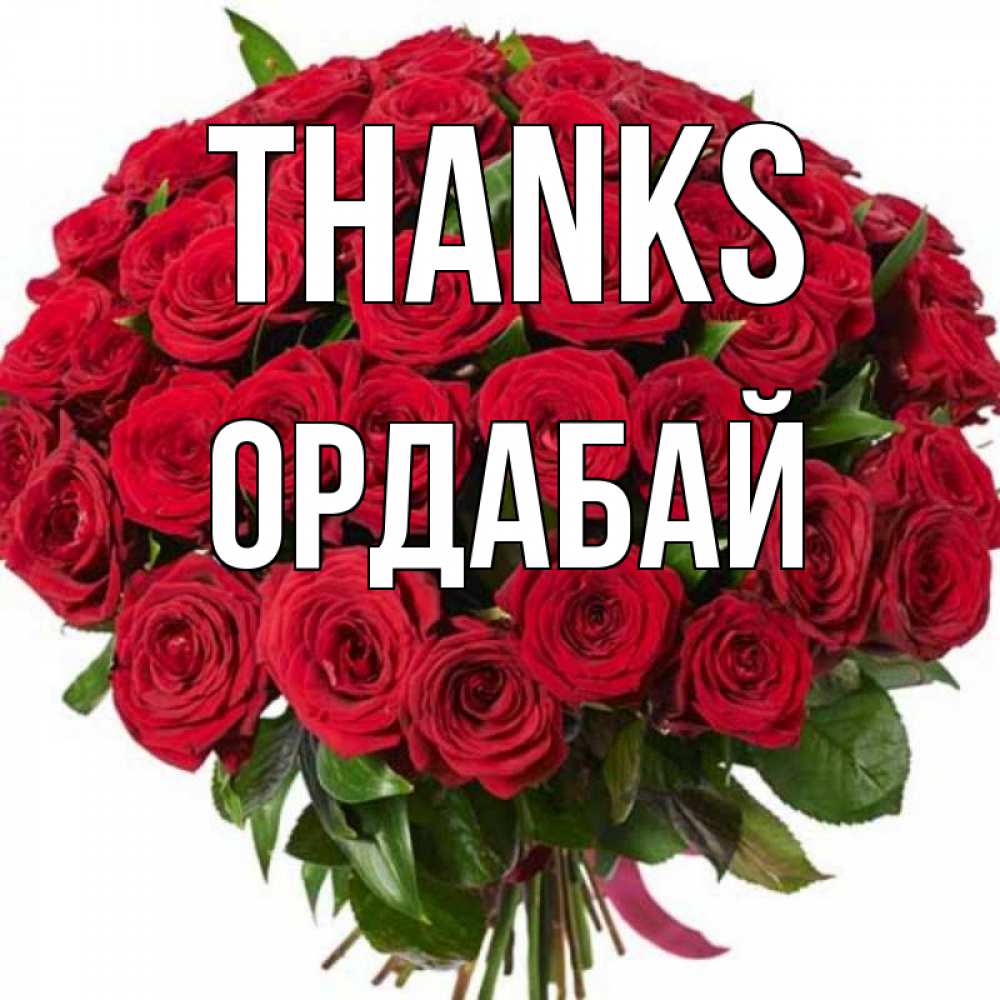 Greetings card с именем, ОРДАБАЙ Thanks букет красных роз Greetings with text for free download 