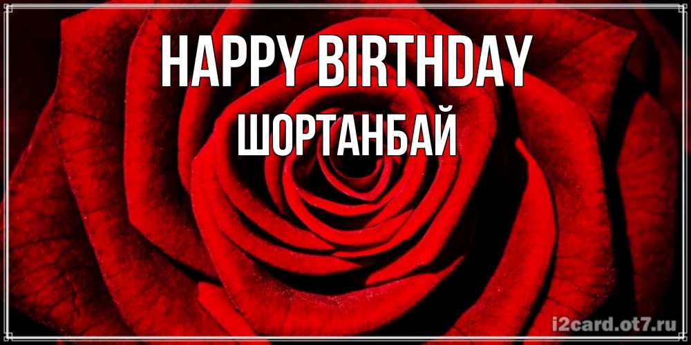 Greetings card с именем, ШОРТАНБАЙ Happy Birthday алая роза Greetings with text for free download 