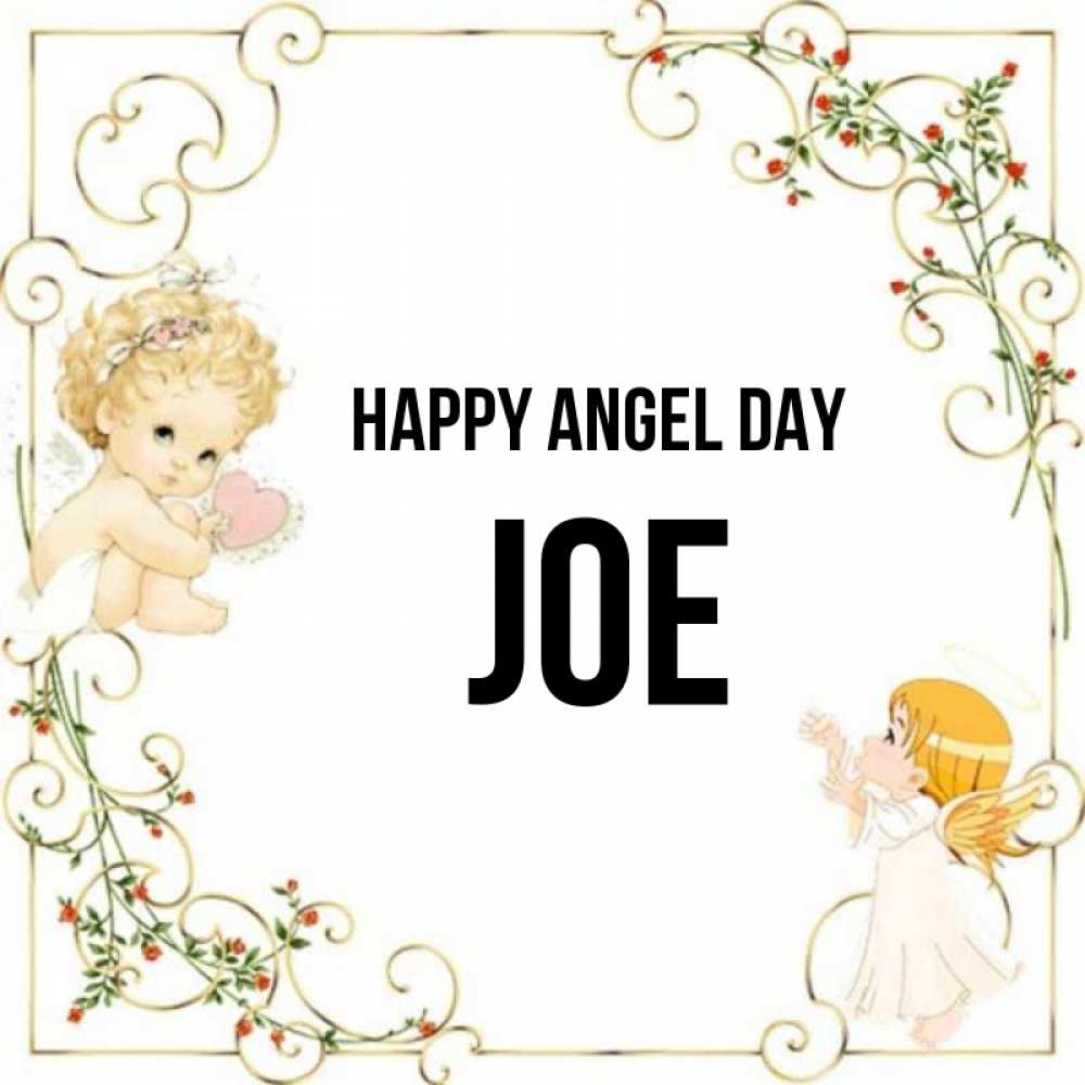 Greetings card с именем, Joe happy angel day ангелы желают прекрасных именин Greetings with text for free download 