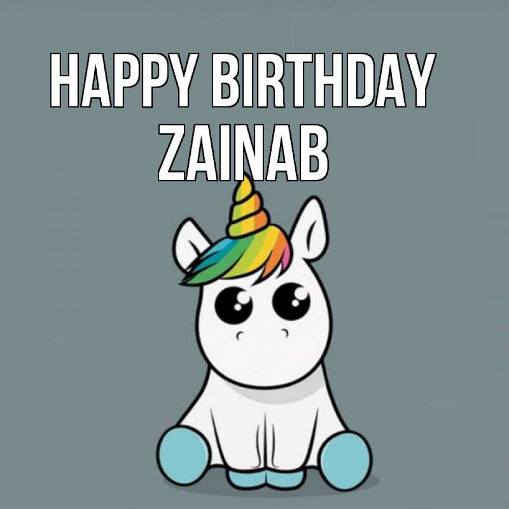 Greetings card с именем, Zainab Happy Birthday пони Greetings with text for free download 