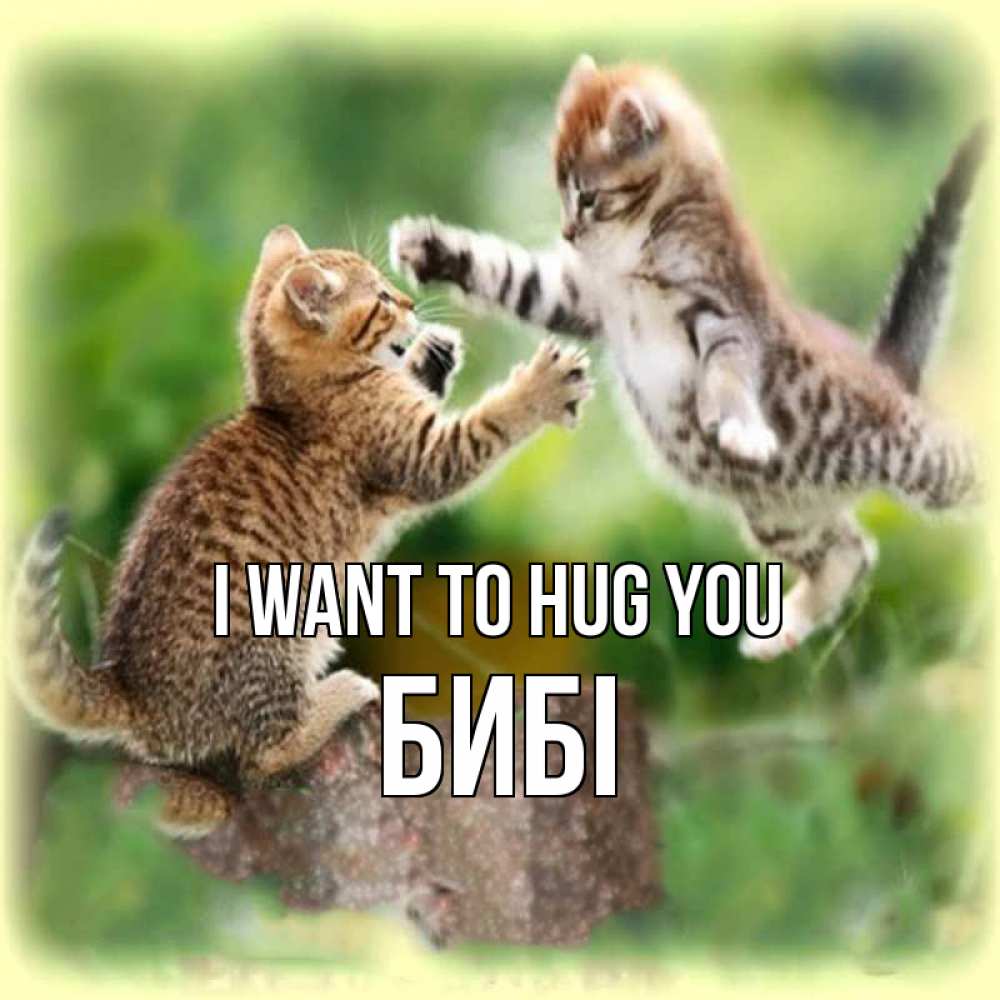 Greetings card с именем, БИБІ I want to hug you игры котят Greetings with text for free download 