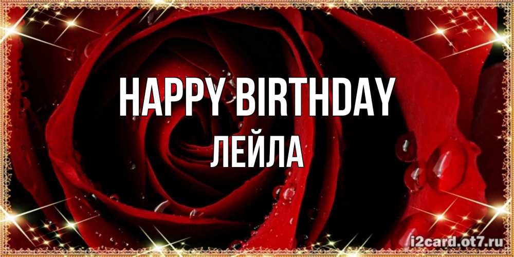 Greetings card с именем, Лейла Happy Birthday цветок в росе на день рождения Greetings with text for free download 