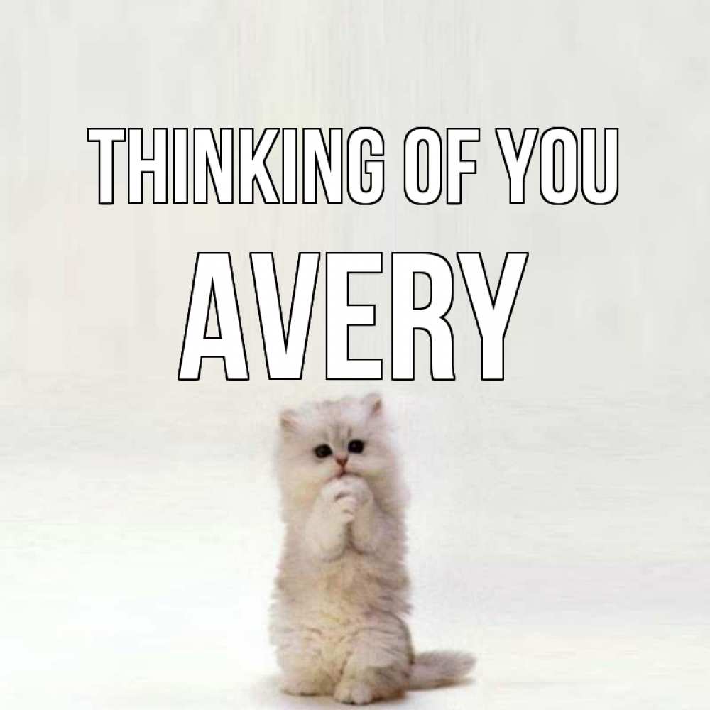 Greetings card с именем, Avery Thinking of you кот стоит на задних лапах Greetings with text for free download 