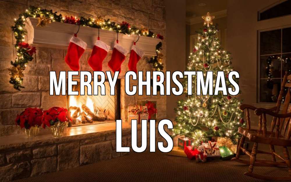 Greetings card с именем, Luis Merry Christmas рождество Greetings with text for free download 