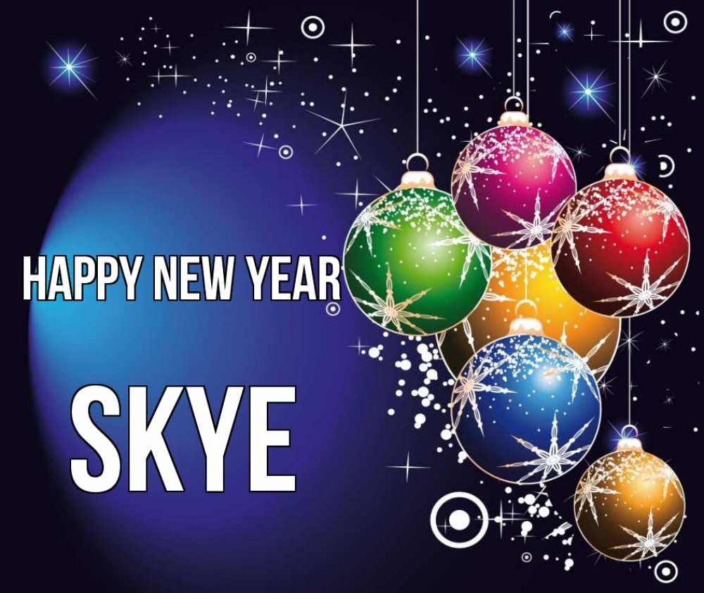 Greetings card с именем, Skye Happy New Year новый год Greetings with text for free download 