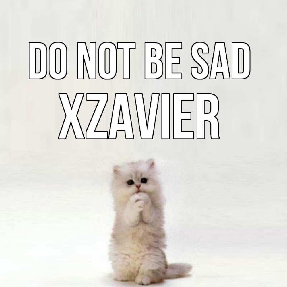 Greetings card с именем, Xzavier Do not be sad грустный кот Greetings with text for free download 
